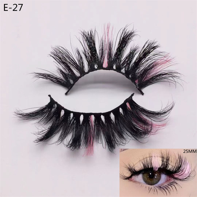 3D Mink Eyelashes Colorful 100% Mink Lashes Mix Color Pink Blue Red White False Eyelashes Fluffy Soft Cilias Vendor