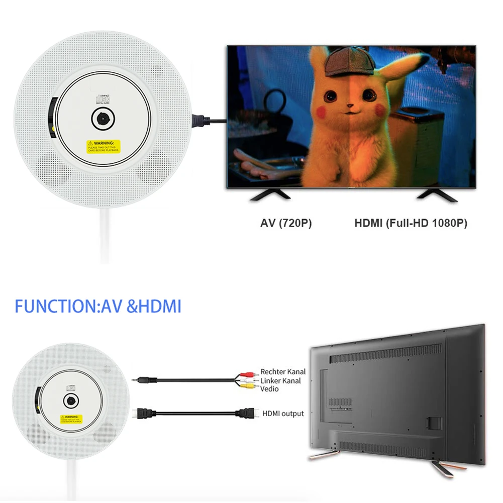 Настенный HiFi Bluetooth динамик DVD CD плеер дистанционное управление FM радио портативный HDMI/AUX/USB светодиодный дисплей будильник динамик