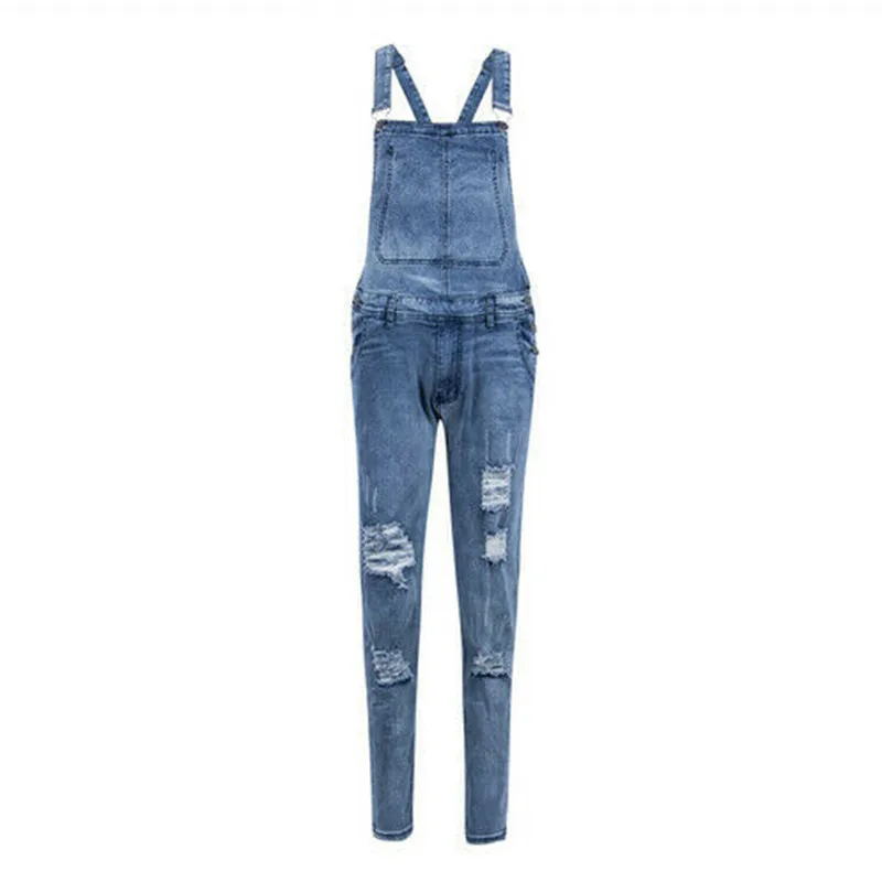 Deep Blue Hirigin Модные мужские рваные джинсы комбинезоны Hi Street Distressed Denim bib Комбинезоны для мужчин брюки на подтяжках Размер S-XXXL - Цвет: Deep Blue