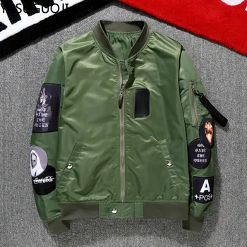 

YASUGUOJI Male Bomber Jacket Men Army Military Pilot Jacket Badge Baseball Jacket 2020 Spring Motorcycle Letter Embroidery Coat
