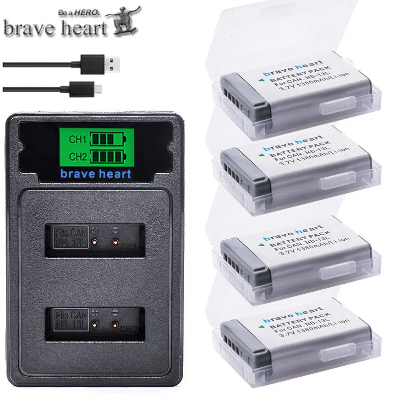 

4x NB-13L NB 13L Battery + TYPE-C LCD DUAL Charger For Canon G7X G9X G5X G7X Mark II G9X Mark II SX620 HS SX720 HS