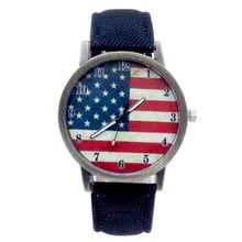 Унисекс часы Роскошные женские США флаг шаблон кожаный ремешок Аналоговый Vogue наручные Компас Новинка