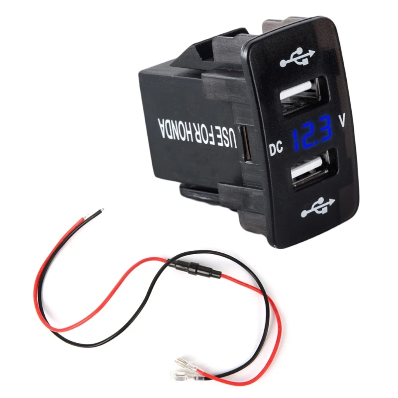 DC 12V 24V двойной зарядное устройство USB розетка светодиодный вольтметр адаптер питания для HONDA