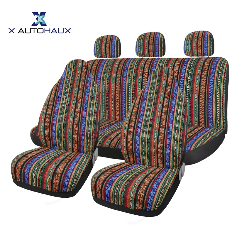 X Autohaux 7 шт./компл. Универсальный разноцветный Baja Одеяло Этническая ведро авто передний чехол для спинки заднего сиденья для украшения автомобиля чехлы на сиденья
