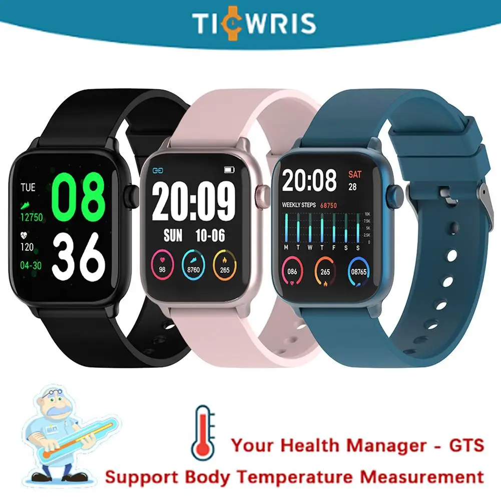 

New TICWRIS GTS Smart Watch Body Temperature Measurement Heart Rate Pedometer IP68 Waterproof Sports Smartwatch For Men Women