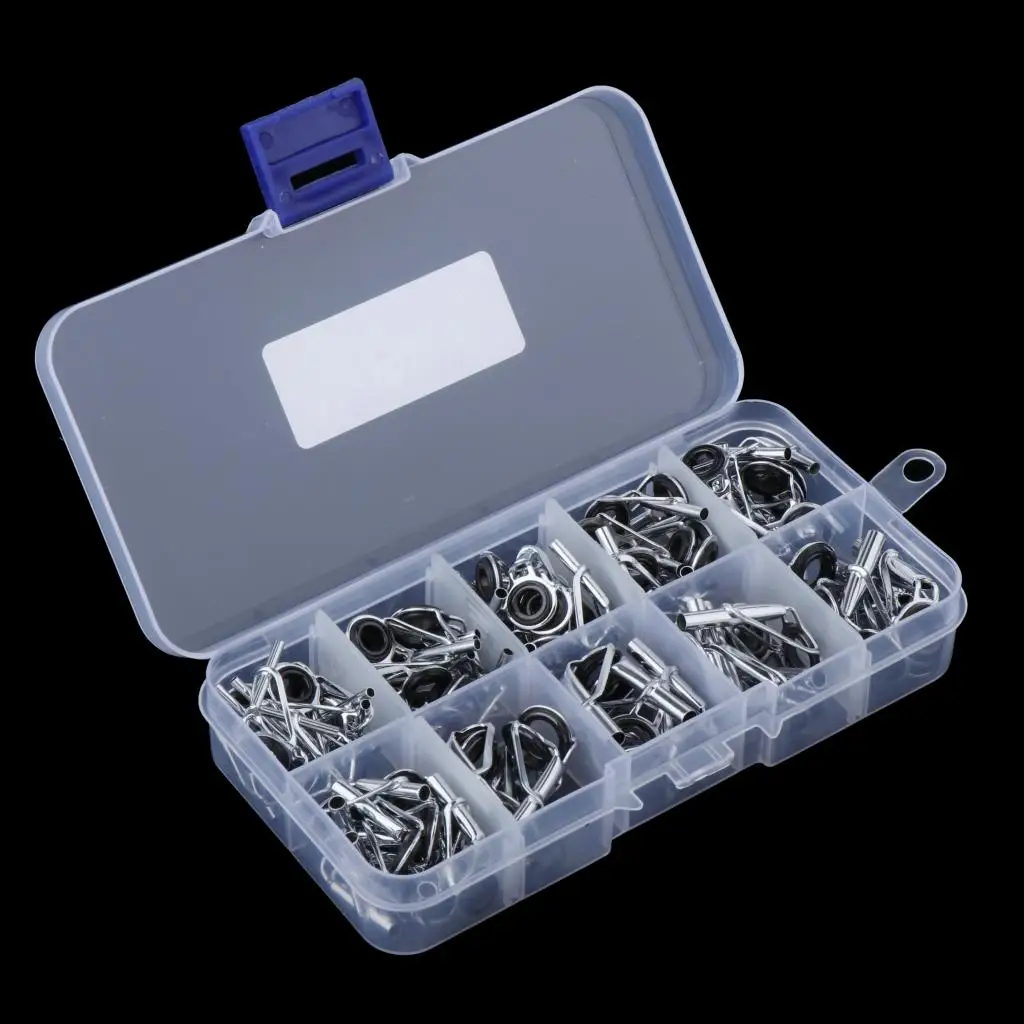 Stainless Steel Spinning Rod Guides Tip Ceramic Guides with Eyelets, Fishing Rod Guides Replacement Parts Repair Kit with Box