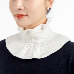 Sitonjwly Women Turtleneck Fake Collar Bib Female Shirt Sweater Decorative Protect Cervical Spine Elastic Knitted False Collar