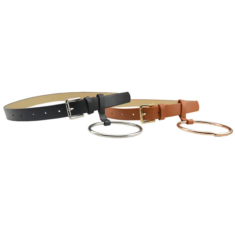 

Pin buckle small belt lady's belt fine and simple Hong Kong style PU leather retro round girls fashion bag South Korea hanging i
