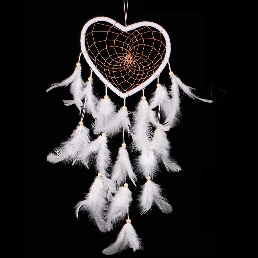 

Handmade Lace Indian Dream Catcher Feathers Beads Handmade Circular Heart Net Dreamcatcher Car Home Hanging Decoration Ornament