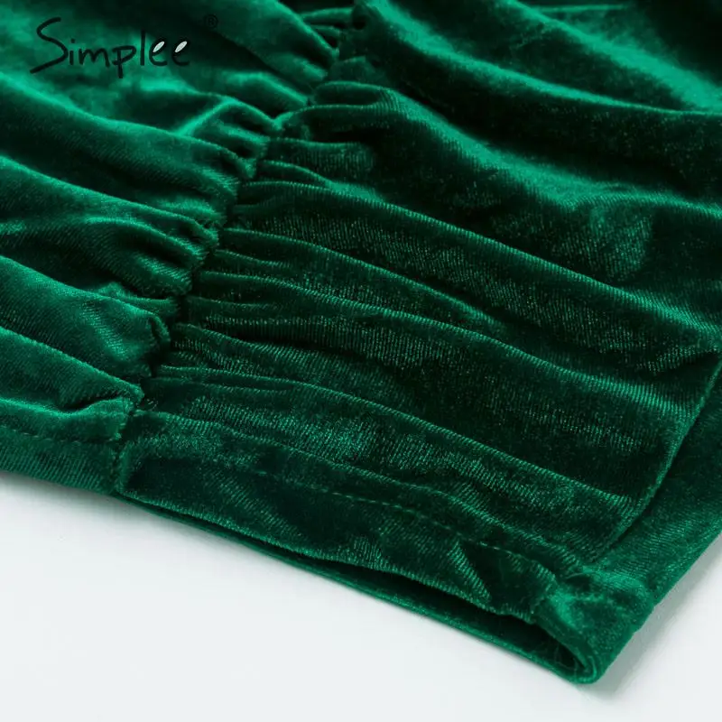 Simplee Сексуальное Женское вельветовое платье с v образным вырезом элегантное