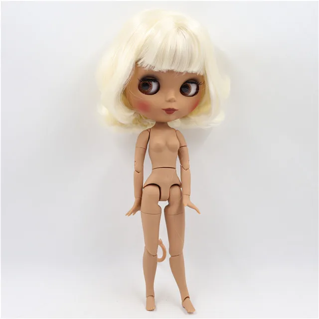 Neo Blythe Doll with Blonde Hair, Dark Skin, Matte Cute Face & Custom Jointed Body 1