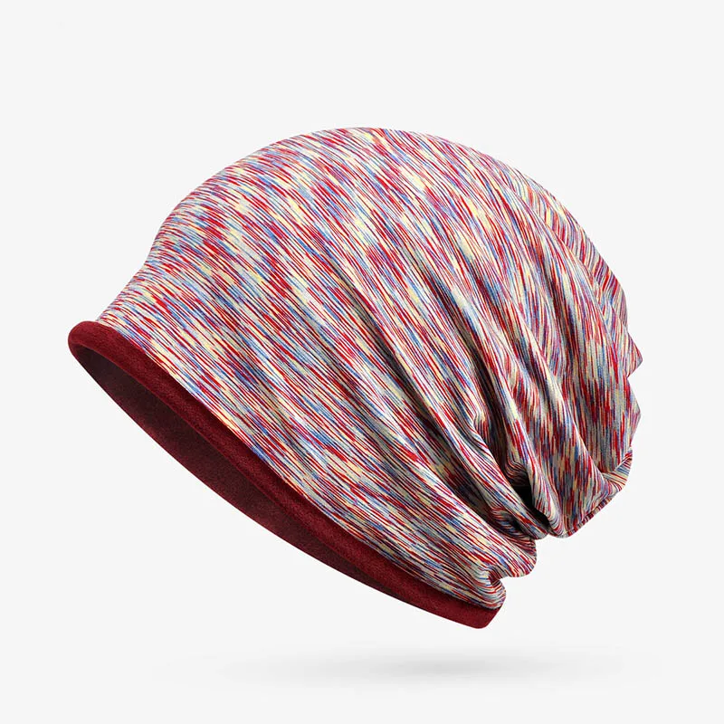 Зимние шапки шарф дизайн женская дышащая шапочка Ретро Gorros мешковатые шапки Теплые повседневные шейный платок эластичная шапочка - Цвет: Бургундия