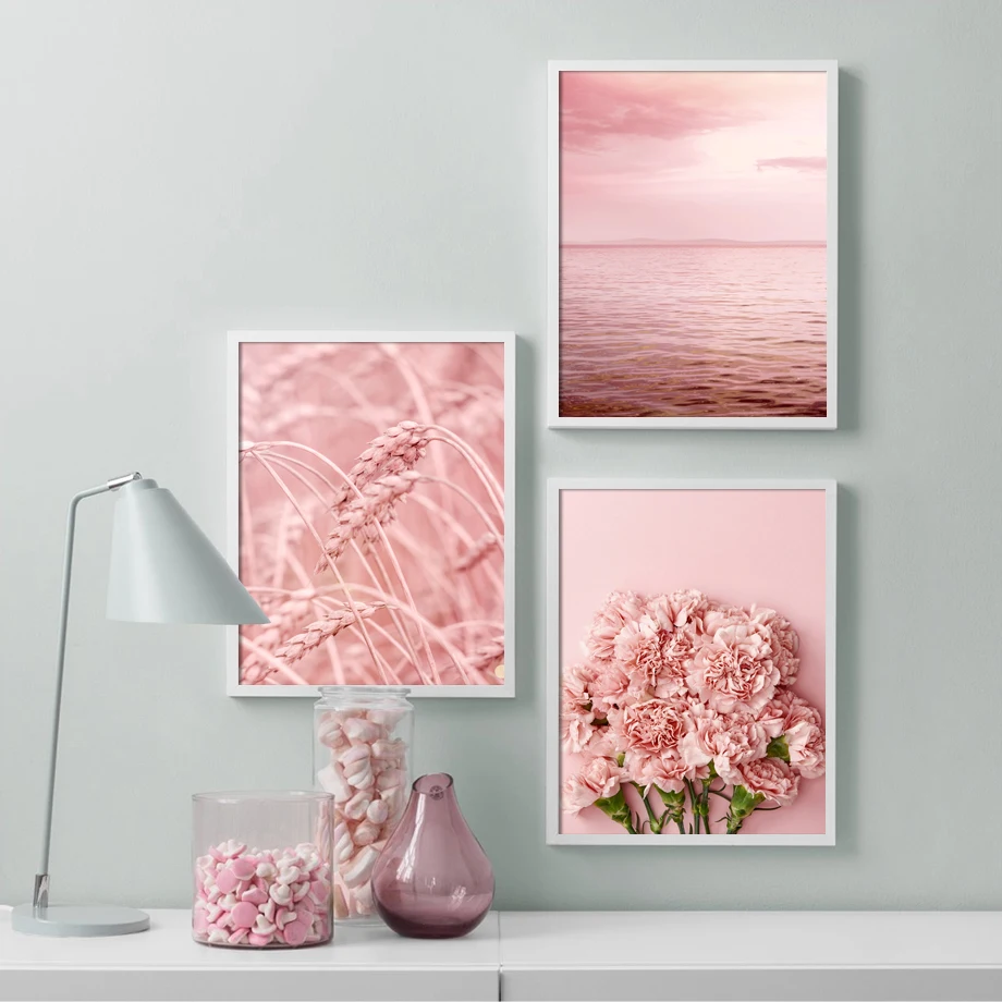Pink-Sea-Big-Flower-Flamingo-Wheat-Ear-Wall-Art-Canvas-Painting-Nordic-Posters-And-Prints-Wall (1)