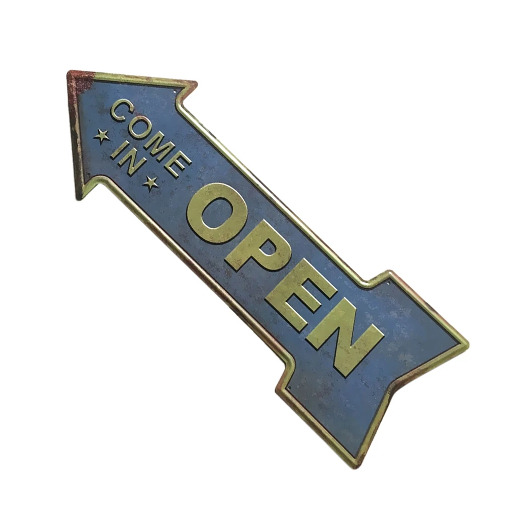 1 Piece Antique Arrow Shape Hand Painted Cast Iron Metal Pointing Direction Signboard 450x160mm(L*W)