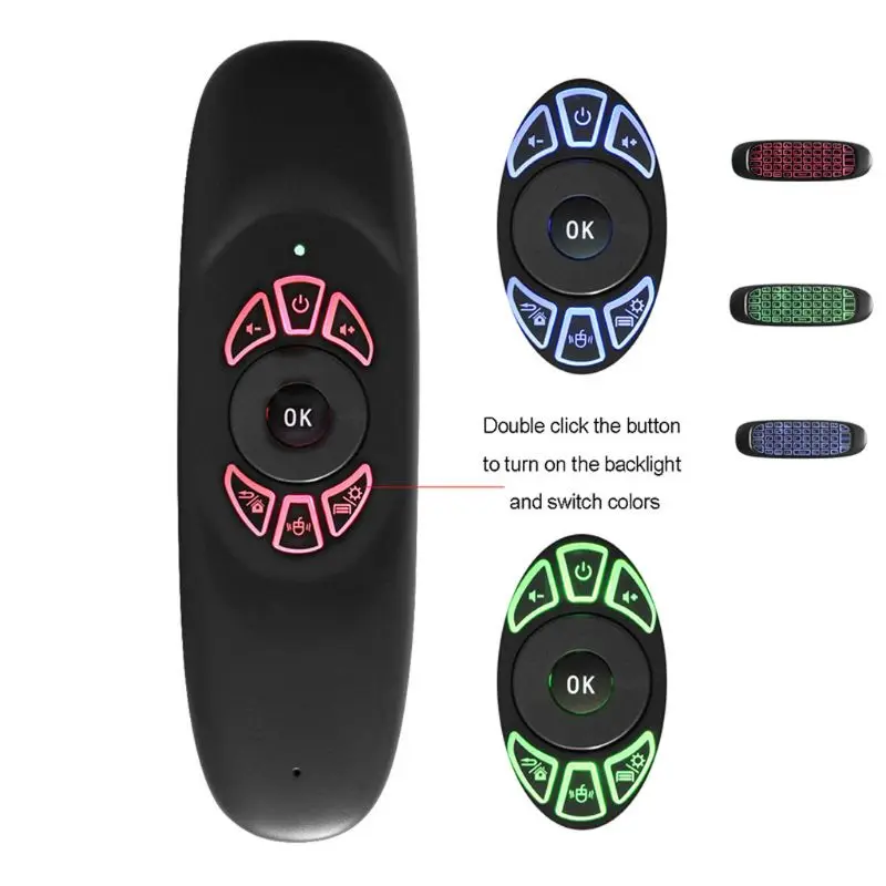 C120 RGB 3 подсветка Fly Air mouse беспроводная клавиатура с подсветкой G64 перезаряжаемая 2,4G умный пульт дистанционного управления для Android Tv Box LX9A