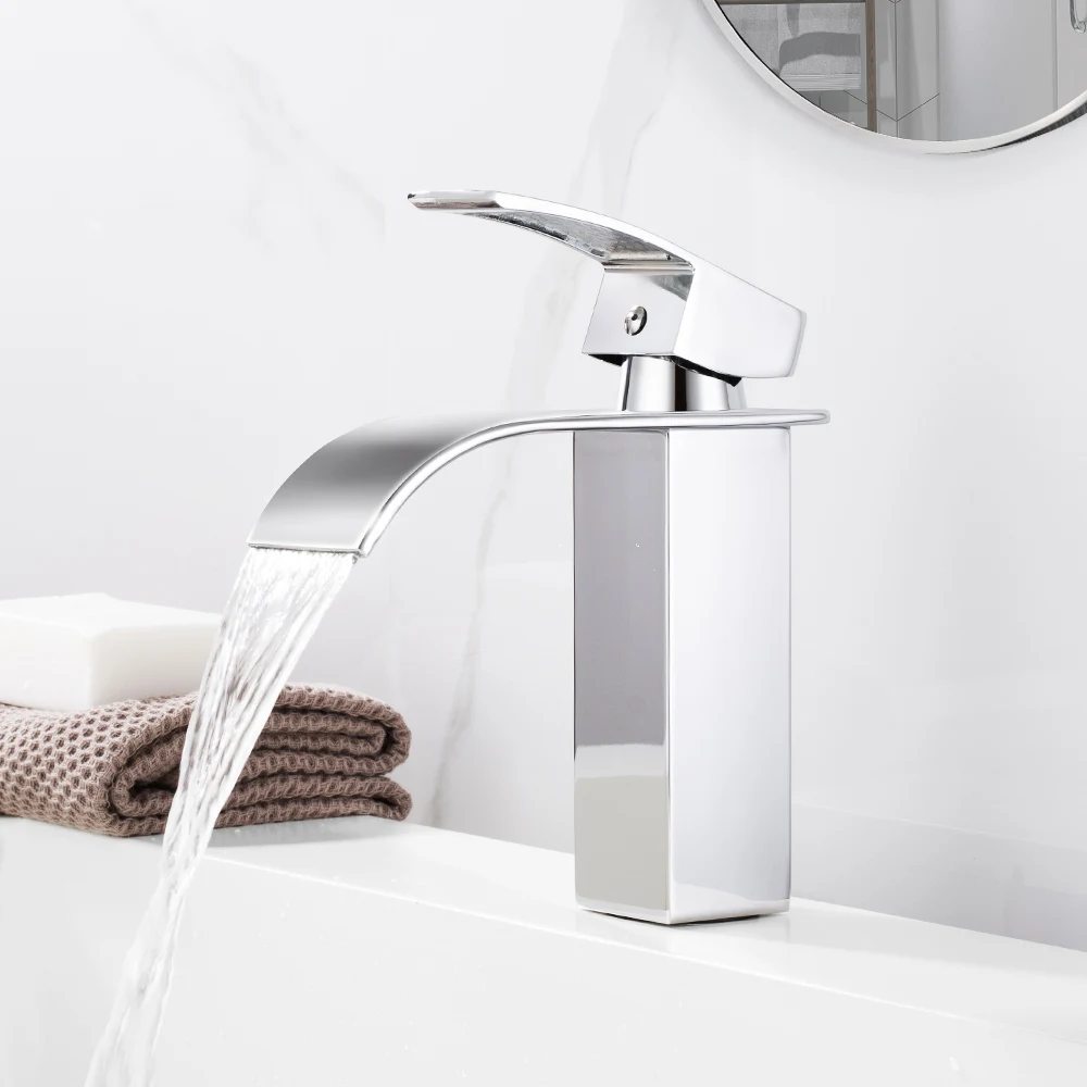 Brand New Polished Basin Sink Water Tap Single Lever Single Faucet Mixer Hole Deck Mounted Basin Bathroom Faucet WB-003