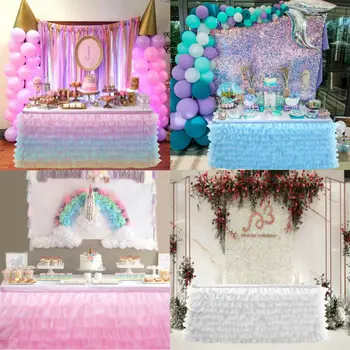 

5 Colors Beautiful Tulle TUTU Table Skirt Tableware Xmas Baby Shower Birthday Wedding Hotel Festive Party Decoration Table Cloth
