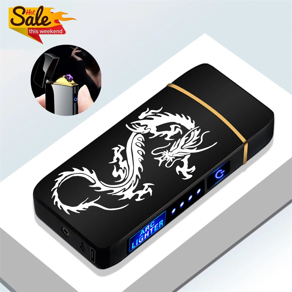 Kitchen Metal Torch Lighters Windproof Lighter Cool Electric Dual Arc