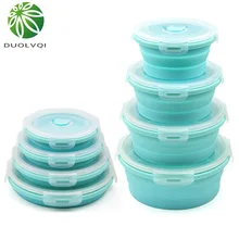 Duolvqi 3/4 шт. набор складной фруктовый салат силиконовая коробка для ленча Еда Ящик Контейнер круглой формы посуда без добавления бисфенола А