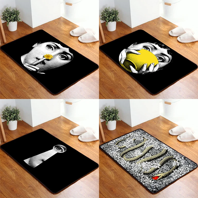 Fornasetti recatangle коврик впитывает грязь коврик для ванной комнаты нескользящий дверной коврик пол Грязезащитный коврик входной коврик человеческое лицо коврик под рыбу