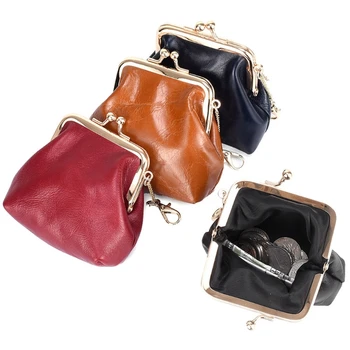 

Portable Leather Coin Card Key Ring Wallet Pouch Mini Purse Kiss-Lock Change Bag