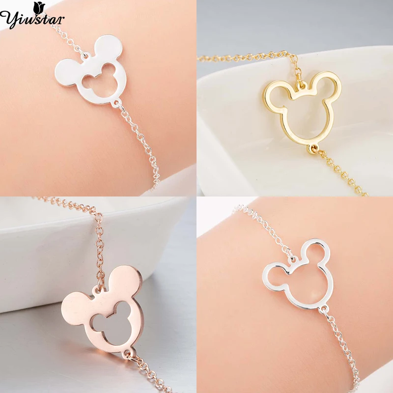 

Yiustar moda Punk hueco Minie Mickey pulseras brazalete para mujer Charm Mouse brazaletes dibujos animados Animal niñas joyería Día de la madre