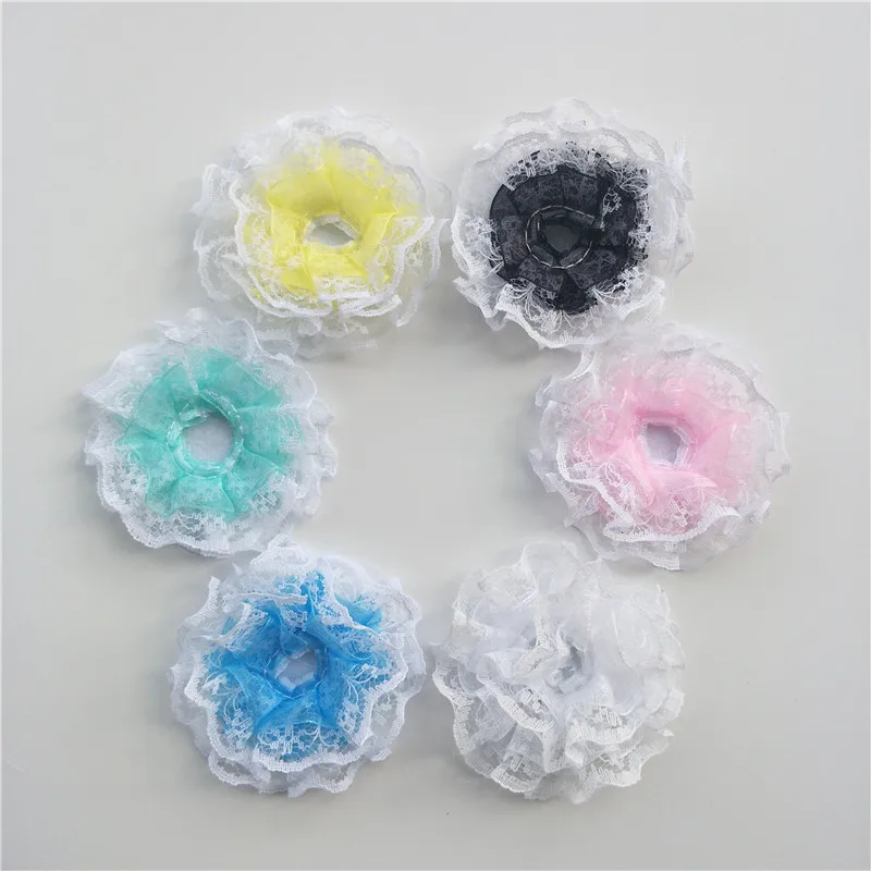 Mix color 36 шт. 6,5 см разноцветная Цветочная кружевная нашивка аппликация для девочек аксессуары для волос, DIY нашивки для детей для одежды стикер для рукоделия - Цвет: Mix color