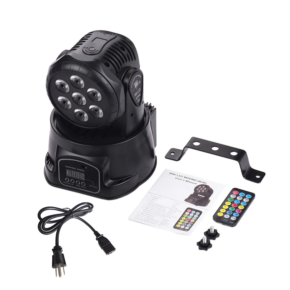US Plug Сценический свет мини движущийся головной свет 7 светодиодов 4 в 1 RGBW DMX512 9/14 каналов с пультом дистанционного управления для KTV клуб бар вечерние DJ шоу - Цвет: US Plug