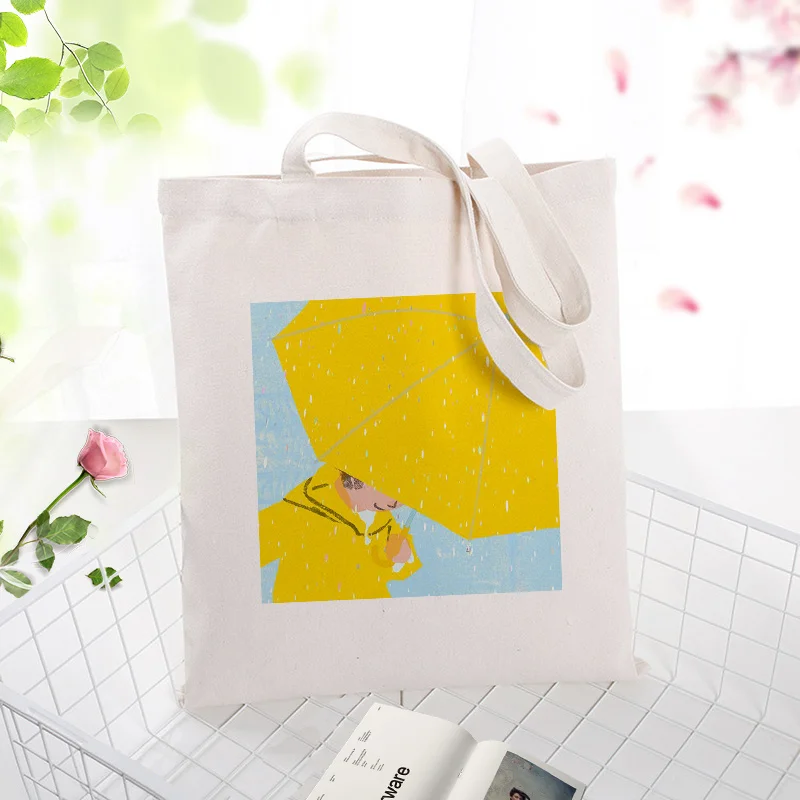 Желтая серия Холщовая Сумка вместительная сумка для покупок сумка на заказ Печать текстовый логотип DIY ежедневное использование экологическая многоразовая утилизация