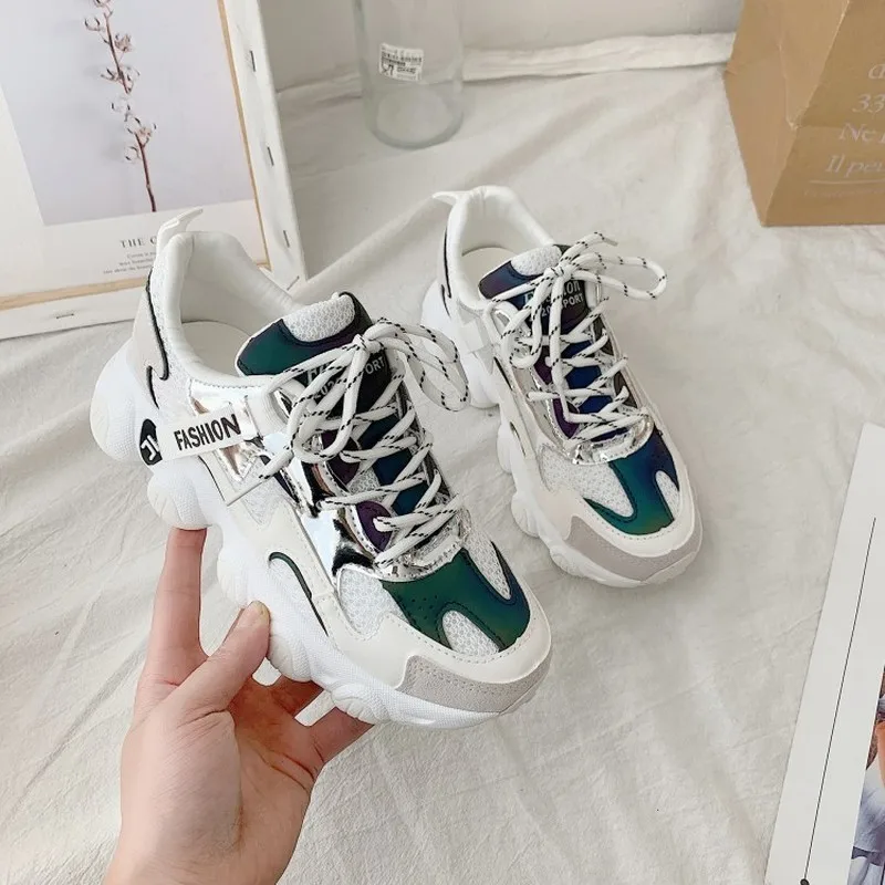 

Spring Fashion Female Flats Multicolor Dynamic Sneakers Round Toe Stitching Lace Up Women Single Shoes Zapatos De Mujer K15-15