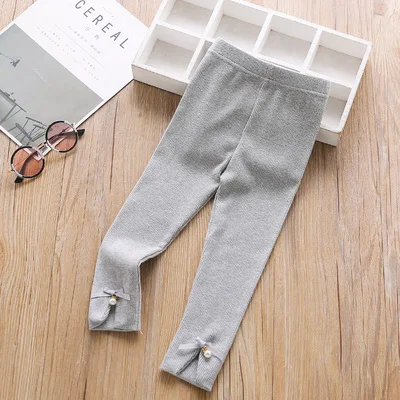 grey Girl leggings Spring Autumn children trousers for Baby Girls Pants Kids Clothes 90~130 Girls legging beads - Цвет: grey