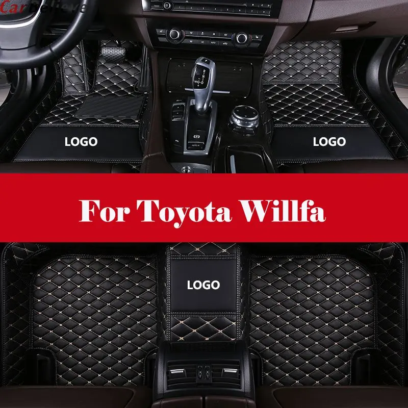 

Custom 3d Leather car floor mats car styling accessories leather Car Floor Mats Waterproof Mat+LOGO For Toyota Willfa