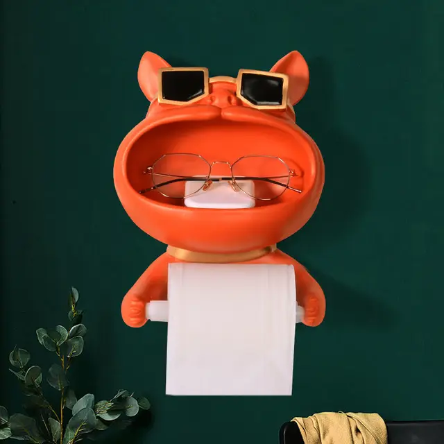 Support De Papier Toilette En Résine D'animaux, Support De Rouleau De Papier Toilette, Décoration En Forme De Chien, Accessoire De Bain, Adapté Pour Les Toilettes, Cuisines, Etc