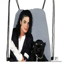 Пользовательские Майкл-Джексон@ 01 походная сумка на шнурке милый рюкзак для детей(черная спинка) 31x40 см#180611-03-111