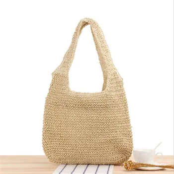 

2020 women handmade straw shoulder bags large size handbags totes casual hollow out beach holiday bag drop shipping LXG69