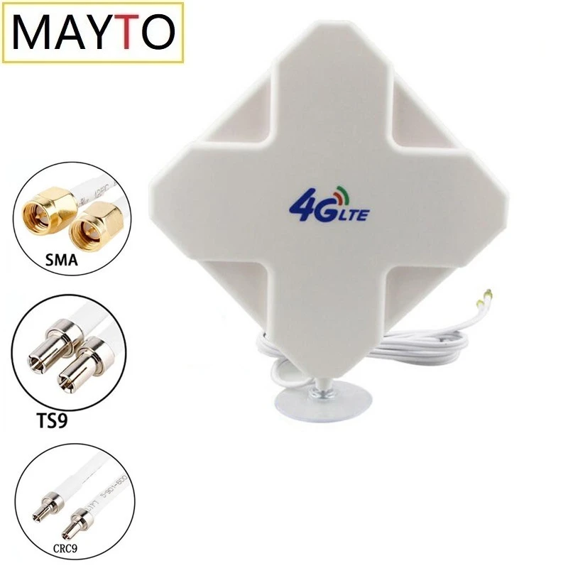 MAYTO Antenna 4G LTE Antenna High Gain 35dBi Dual Cable SMA TS9 CRC9 Connector Antenna for 3G 4G Router Modem fiberglass antenna kit