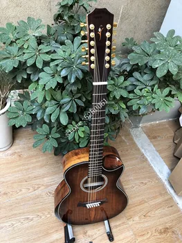 

High quality KOA wood k24, cutaway 12 string acoustic guitar, electric guitar with armrest, ，guitarras