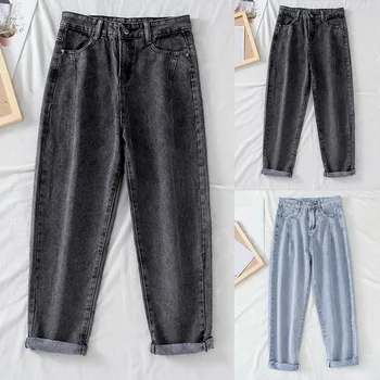 

Spring New Vintage High Waist Boyfriends Slouchy Mom Jeans Denim Harem Pants For Women Autumn Casual Long Trousers