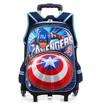 6 Flash wheel Горячая Капитан Америка 3D поднимается по ступенькам детский школьный багаж на колесиках чехол принцесса девушка школьный ранец с изображением мультяшных геров - Цвет: 6 Flash wheel