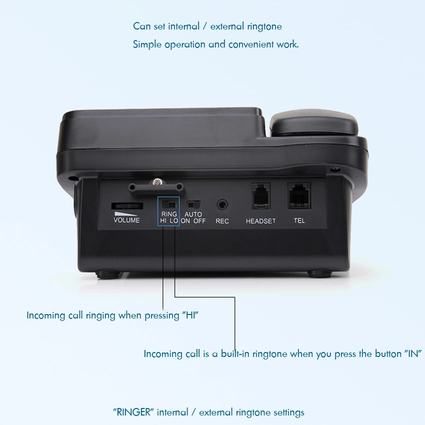Telefone com Fio com Fone de Ouvido Microfone com Cancelamento de Ruído id do Chamador Call Center Receptor Speakerphone Casa Escritório Telefone Fixo - Imagem 4
