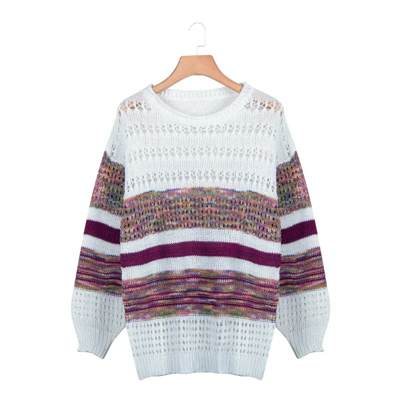 VITIANA, Свободные Повседневные вязаные свитера для женщин, осень, Женский пуловер с длинным рукавом, Вязанный свитер, женская зимняя одежда - Цвет: Purple