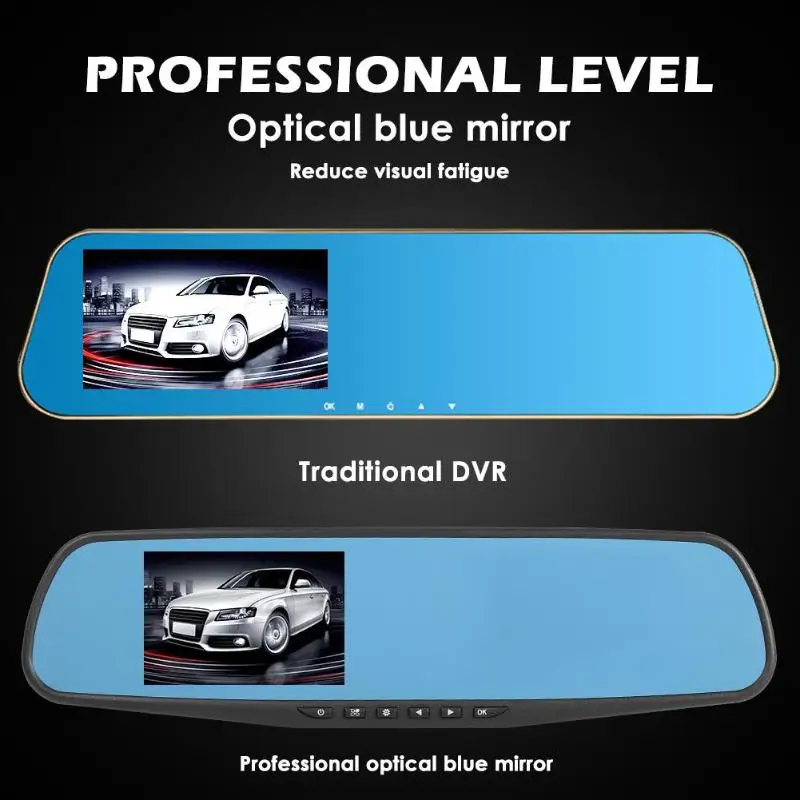 VODOOL 3," ЖК-дисплей Автомобильное зеркало заднего вида DVR Dashcam 1080P HD 100 градусов объектив цифровой видеорегистратор ночное видение тире камера