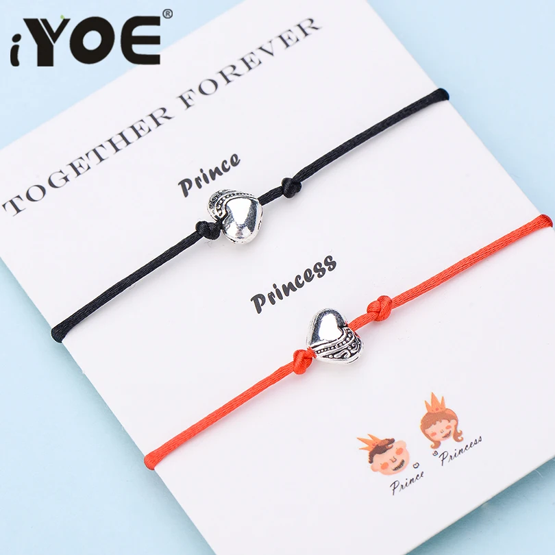 IYOE 2pcs/Set Wish Card Together Forever Couple Bracelets For Women Men Hand Braided Heart Red Thread Bracelet Fashion Jewelry | Украшения