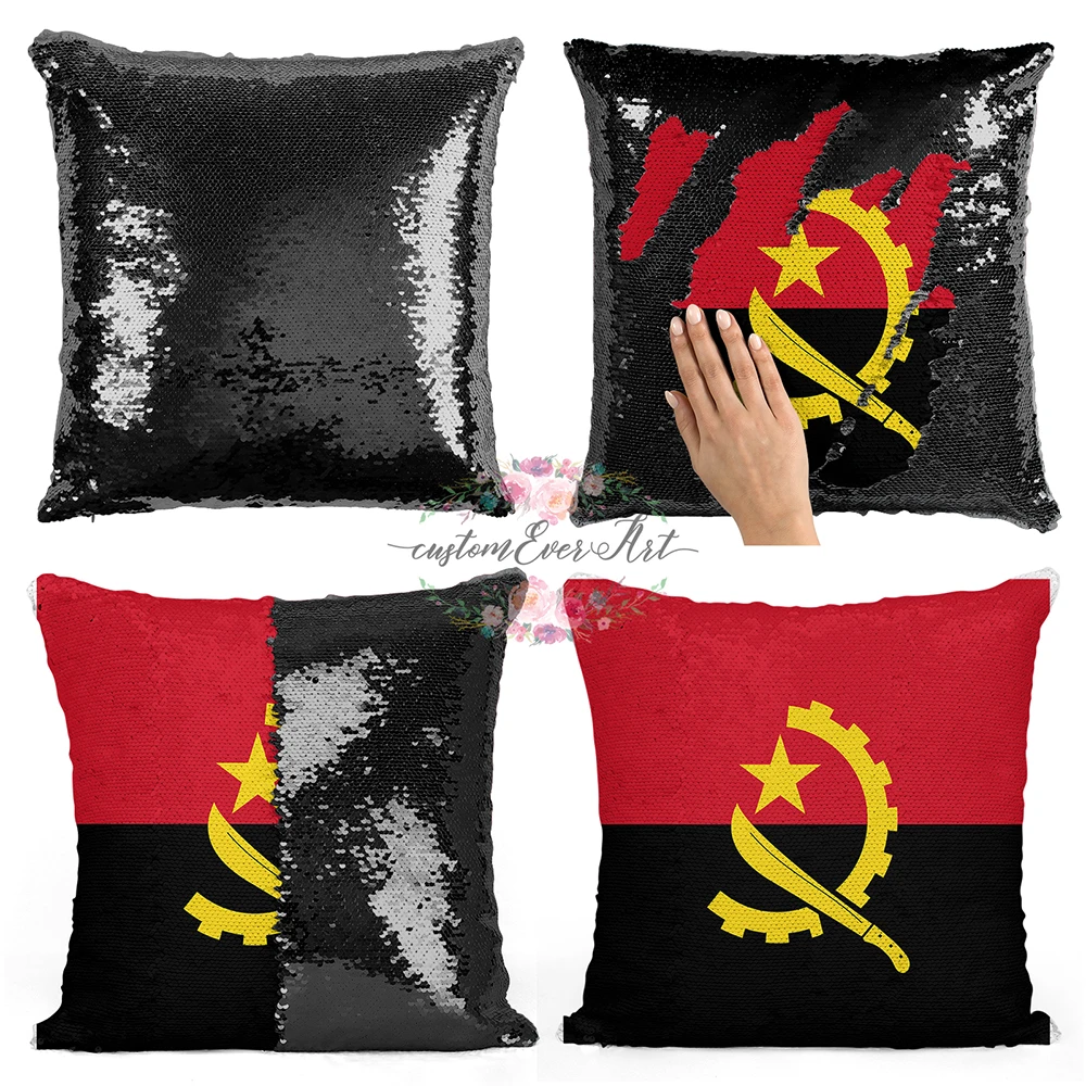

Angola Personalized custom picture pillow cover cover throw pillows reversible mermaid sequin pillow case cover