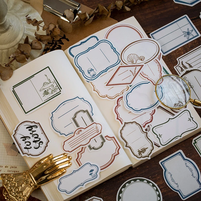 

Retro Tickets Stamp Label Bullet Journal Decorative Writable Kraft Paper Label Stickers Scrapbooking Craft Stationery