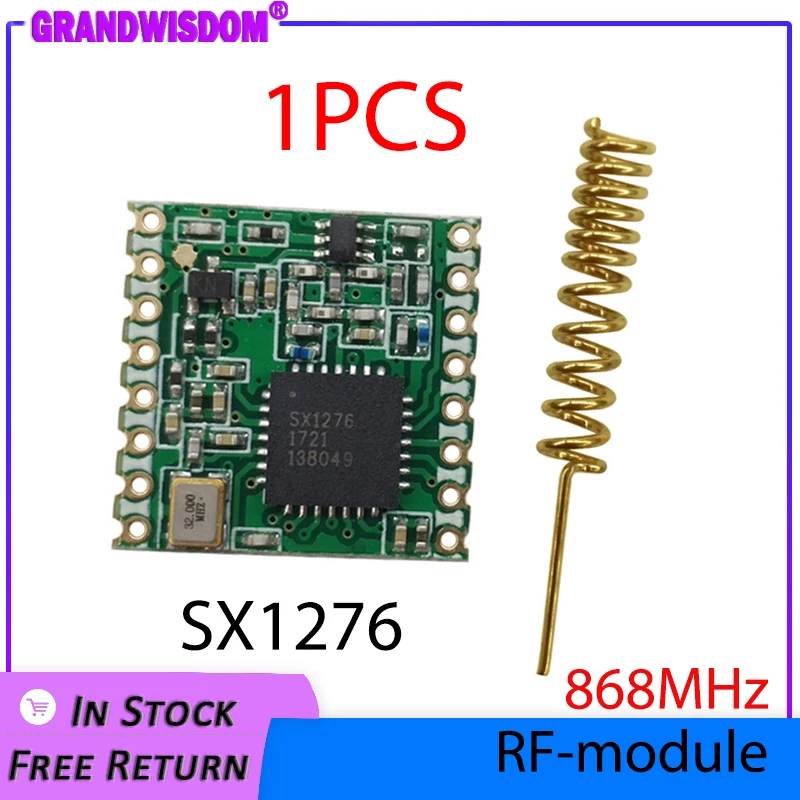 

Модуль радиочастотный LoRa SX1276, 868 МГц, IOT, сверхнизкая мощность, чип, приемник и передатчик для связи на большие расстояния, SPI IOT + антенна