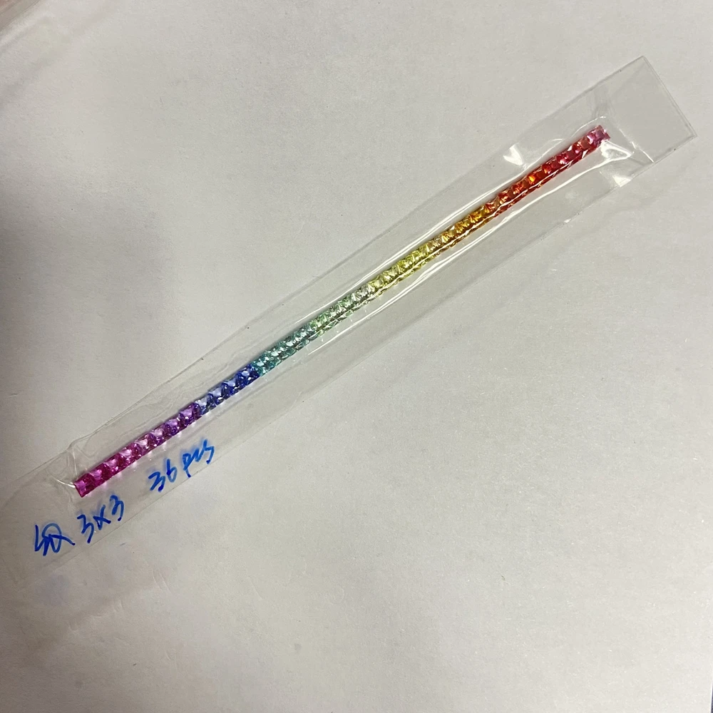 Meisidian 5A Quality 3x3mm Square Princess Cut Lab Sapphire Rainbow Loose Gemstnoe loose gemstones