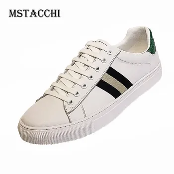 

MStacchi New 2020 Leisure Classics Genuine Leather Flat Men's Vulcanized Shoes Breathable Round Toe Lace-Up Men's Casual Shoes