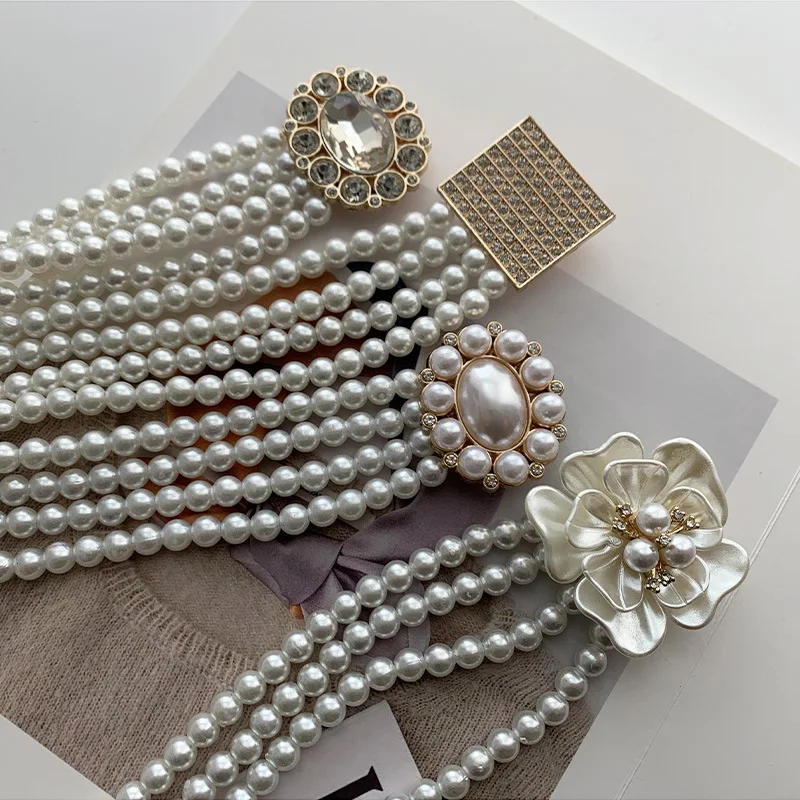 Varietà Di Stili Fibbia Con Strass Cintura Elastica Da Donna Accessori Elastici Di Moda Cintura Di Perle Cintura Da Donna Formale Tutto-Fiammifero