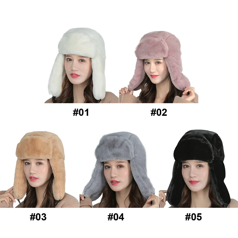 Winter Outdoor Bomber Hat Women Thick Windproof Cold-proof Cap Warm Cycling Sports Apparel Accessories